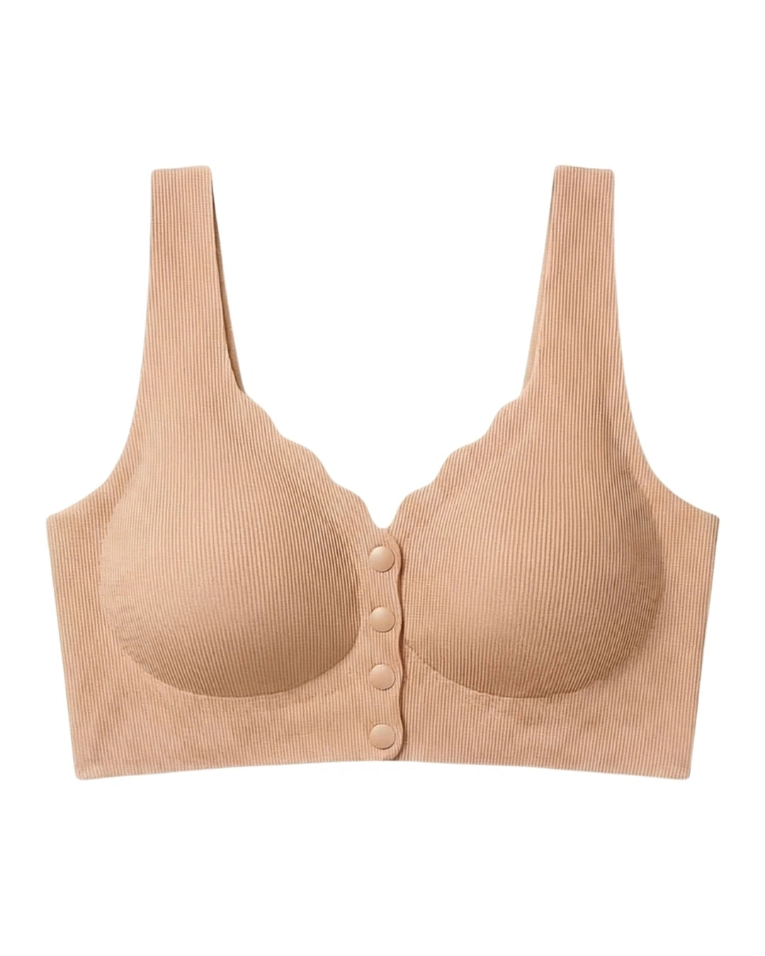 Seamless Front-Button Bra - Roselle Ribbed - Skin