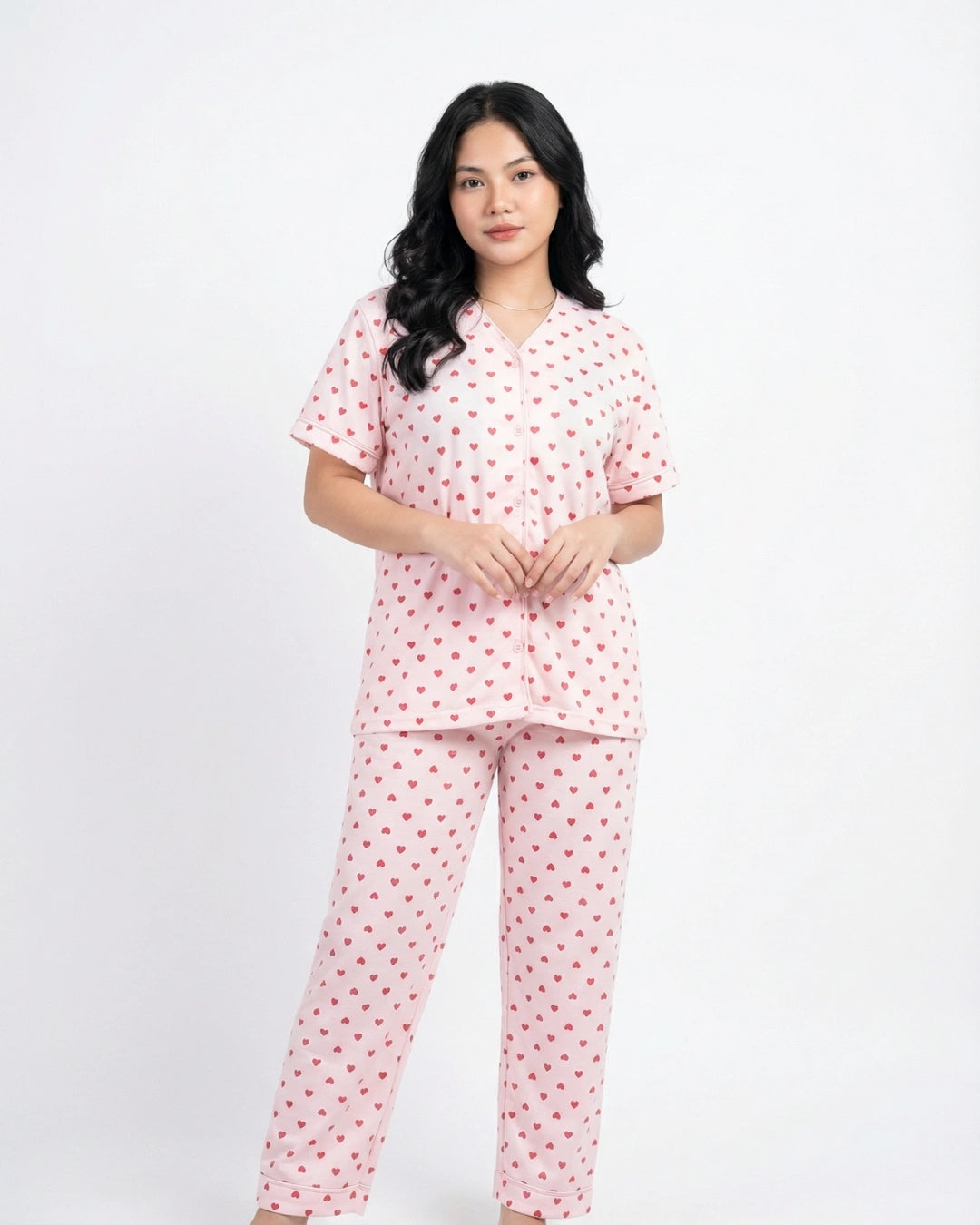 Cotton PJ Set - Heart Bliss - Pink