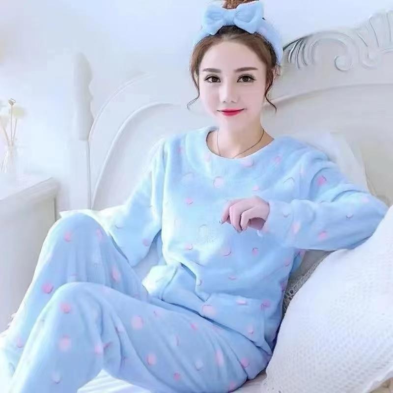 Fleece Pajama Suit - Sky Dots