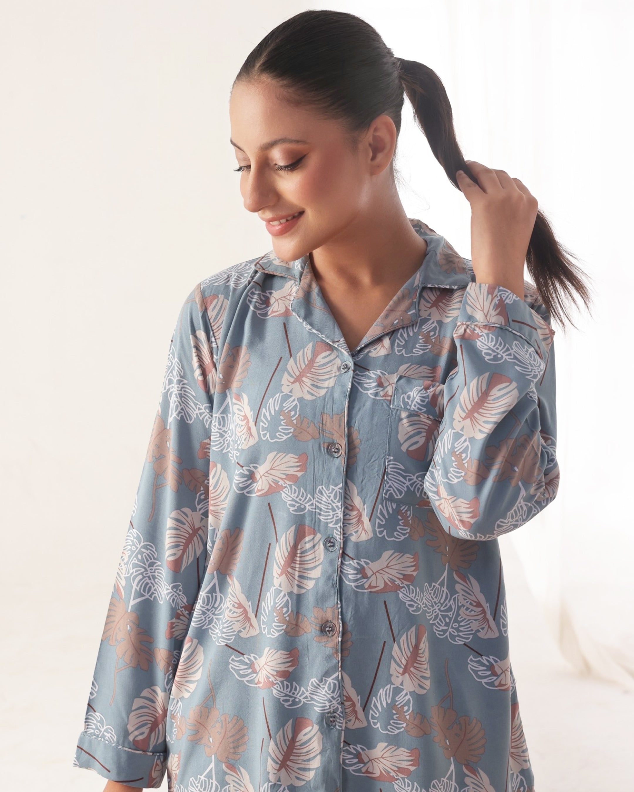 Linen Pajama Suit - Island