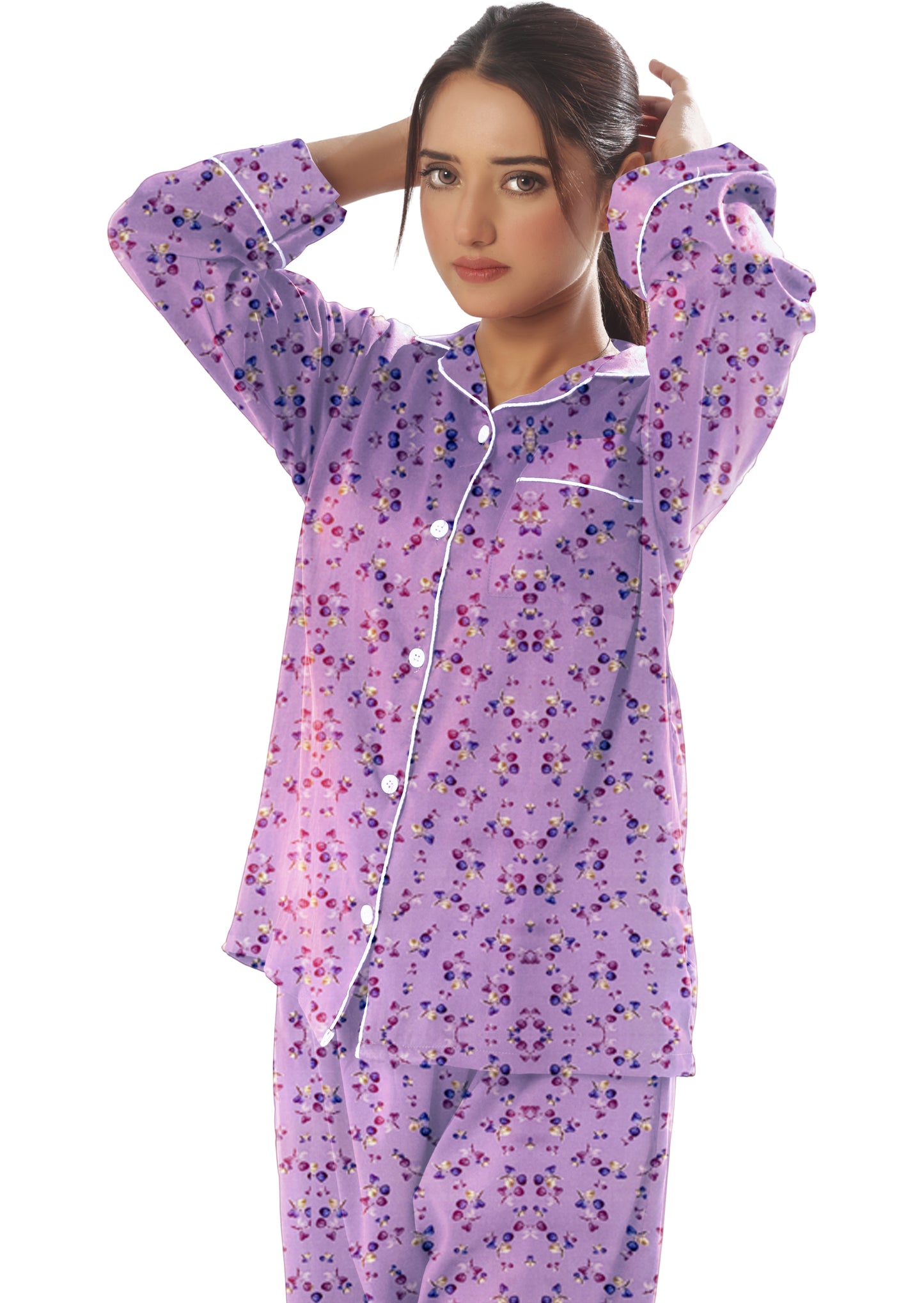 Sajiero Linen Pajama Suit - Lilac Dreams