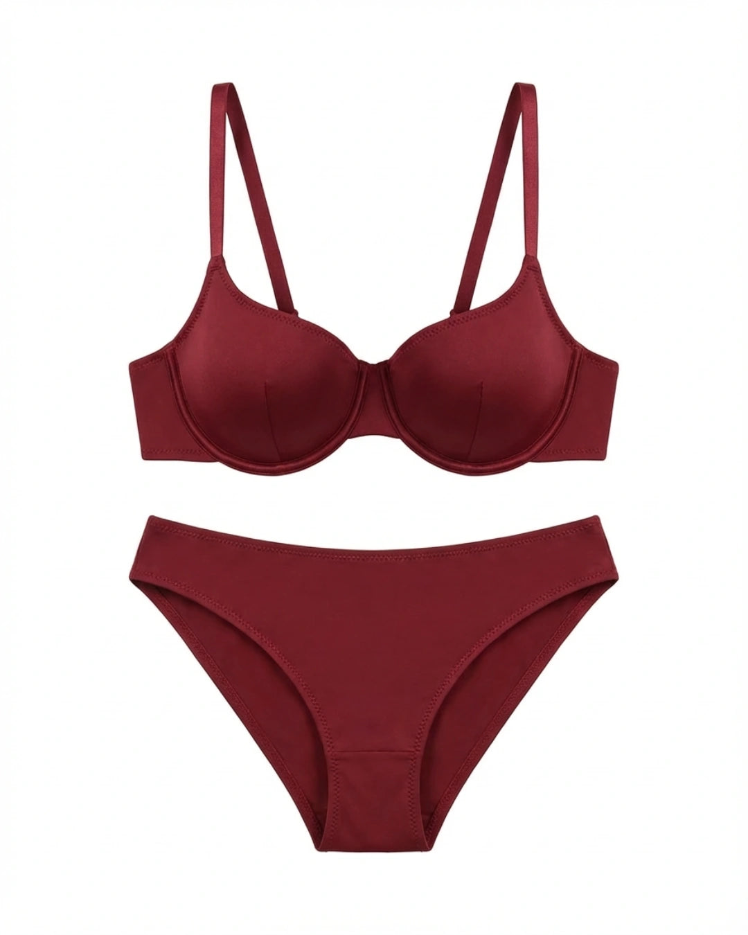 Non-Padded Bra Set -  Camille - Maroon