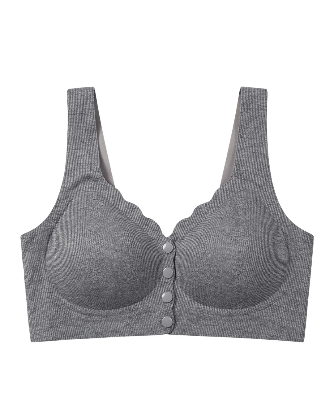 Front-Button Bra - Zova - Charcoal