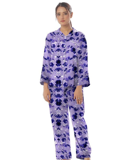 Sajiero Linen Pajama Suit - Moonlit Flowers