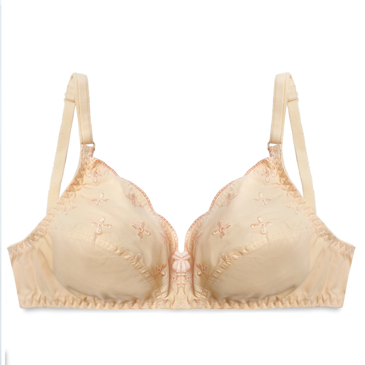 Floral Whisper Casual Non Padded Wireless Bra - Skin