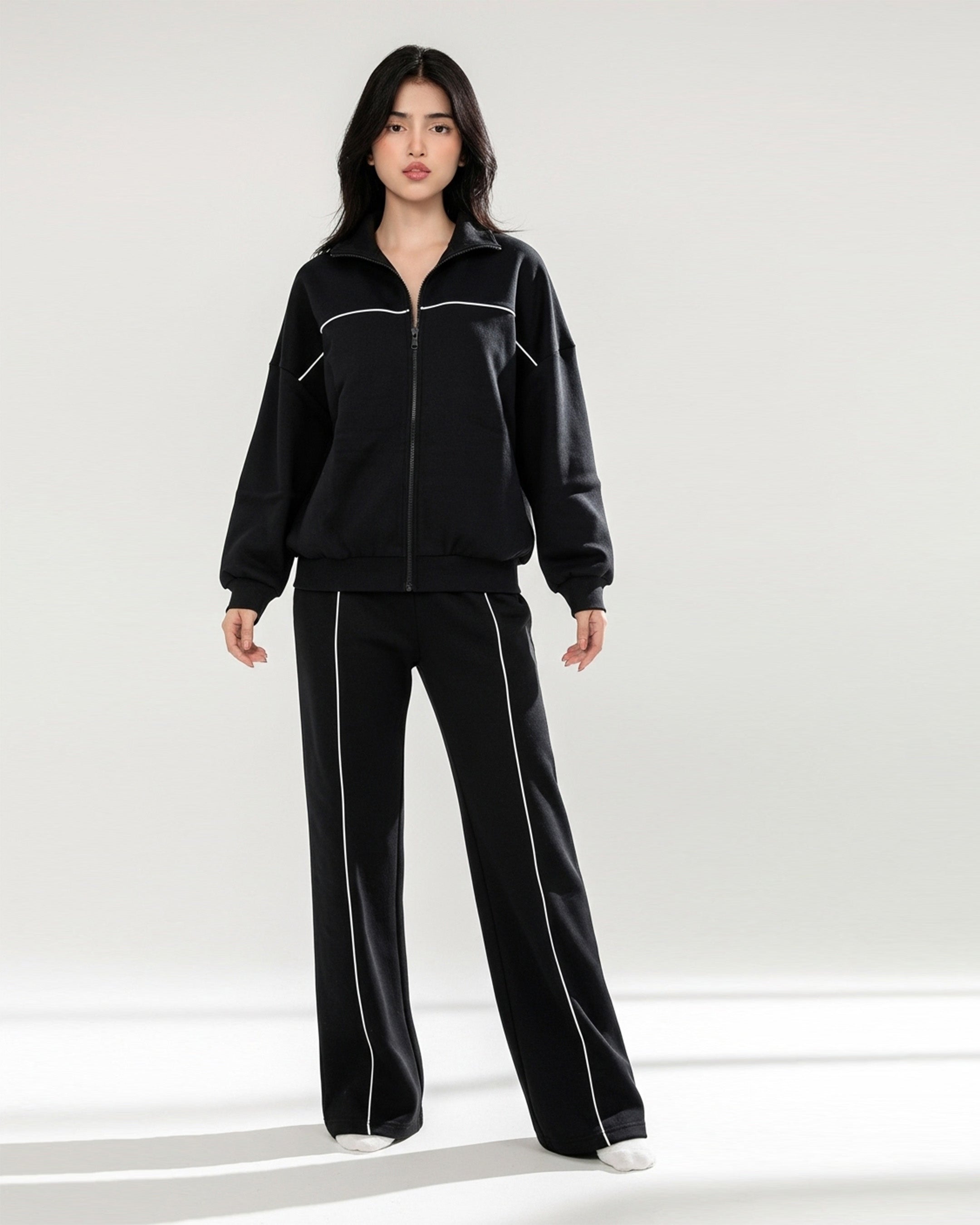 Fleece Tracksuit – Daily Move - Black