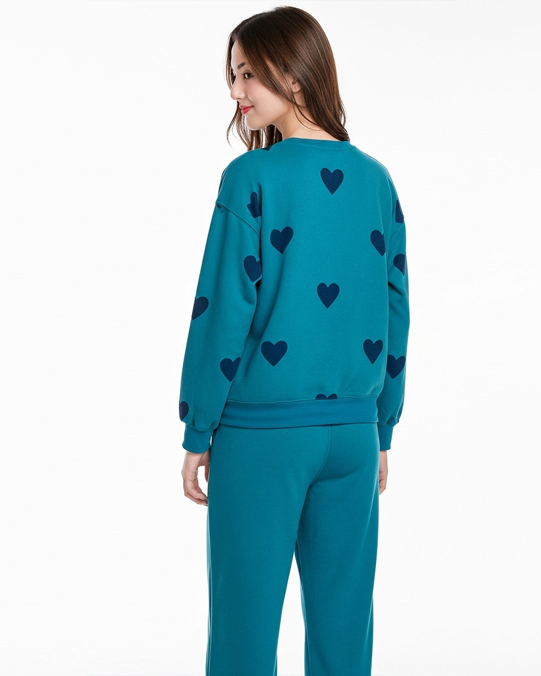 Fleece Pajama Set – Heart Cozy - Sea Green