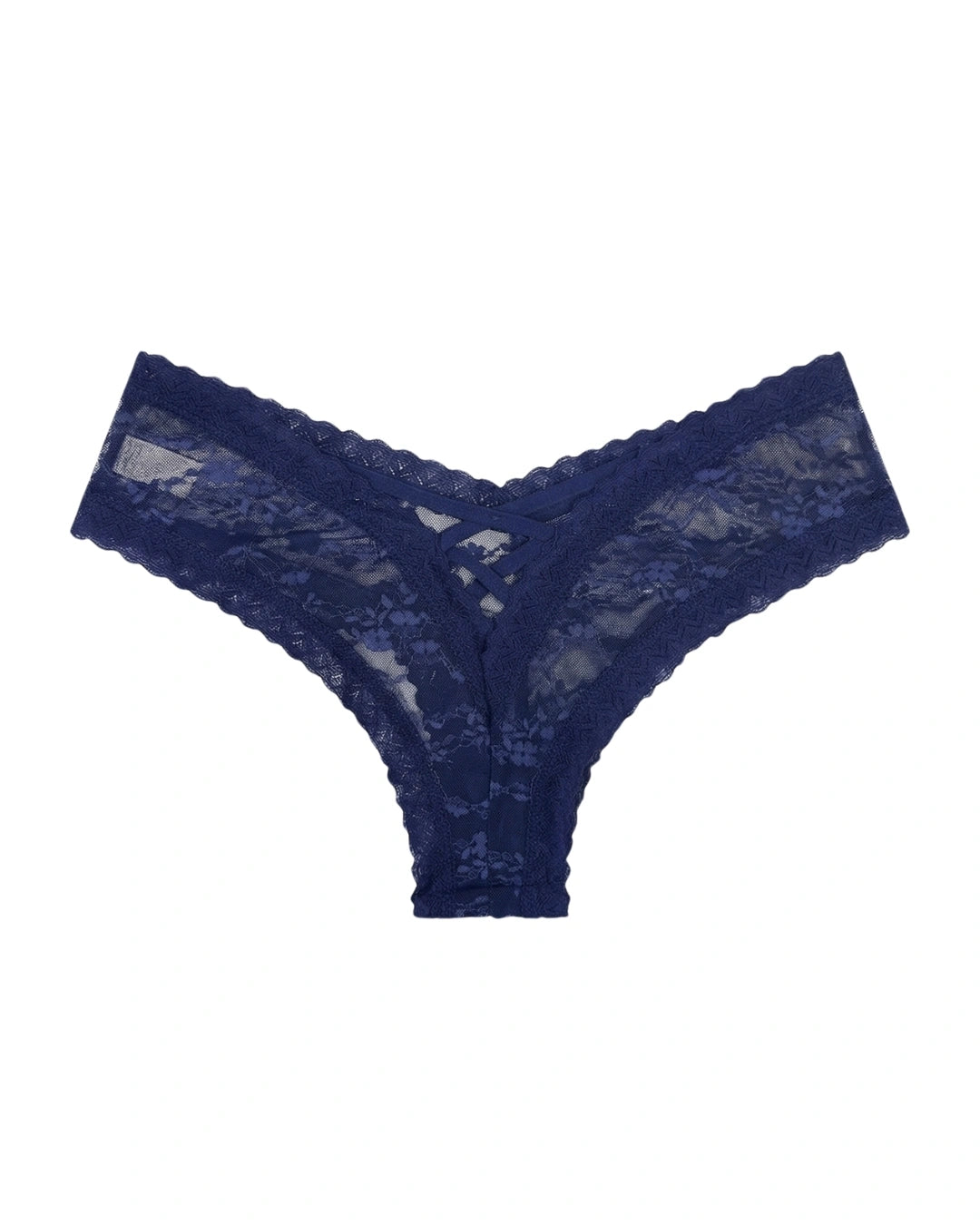 Thong Panty - Cross Lace - Blue