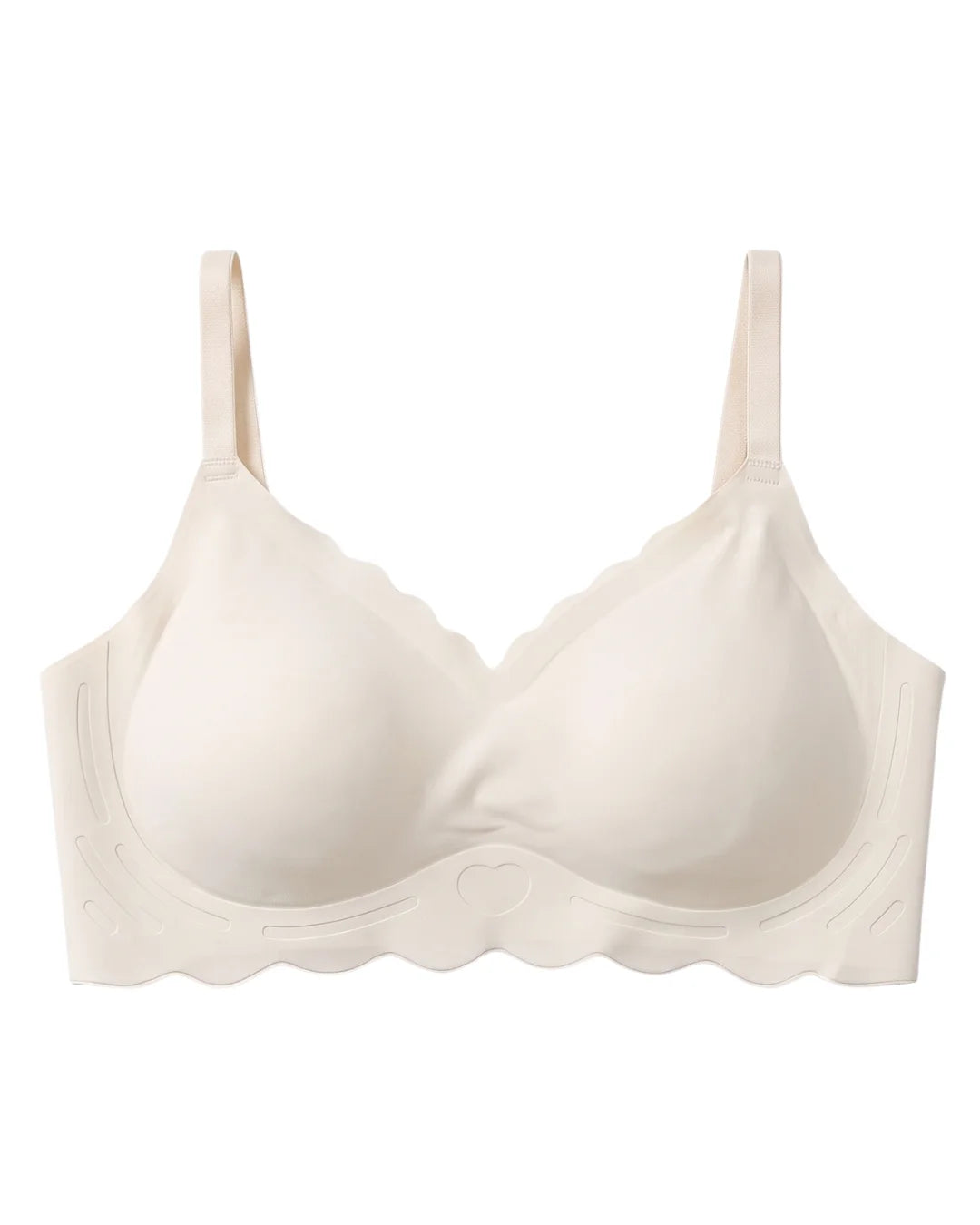 Seamless Padded Bra - Scallop Heart - Skin