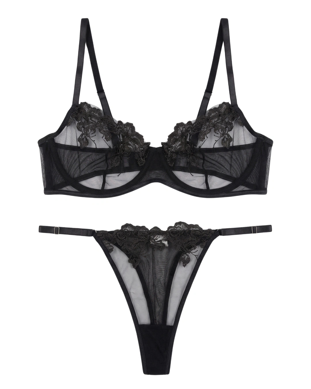 Non Padded Bra Set - Noir Whisper - Black