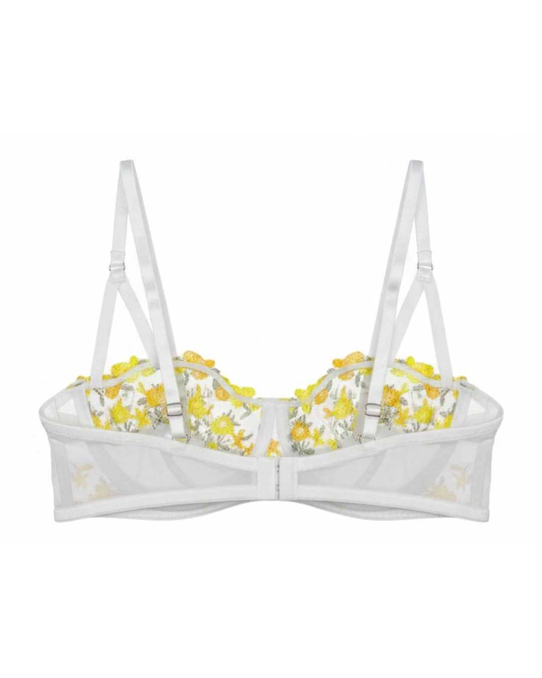 Non-Padded Bra - Embroidered Mesh - Yellow