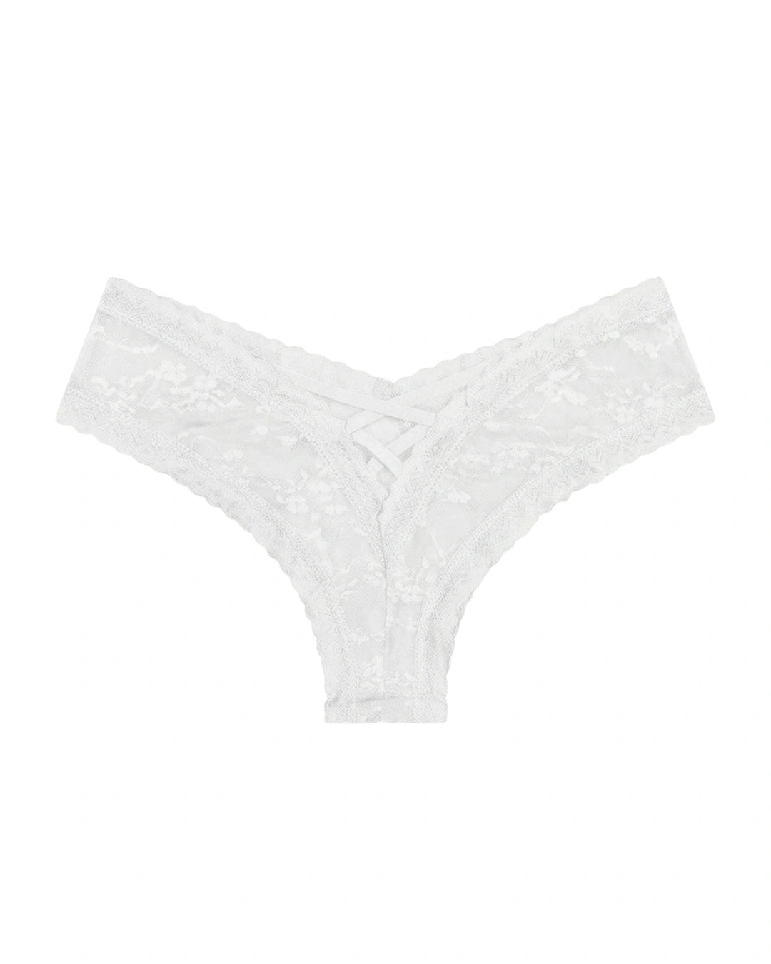 Thong Panty - Cross Lace - White