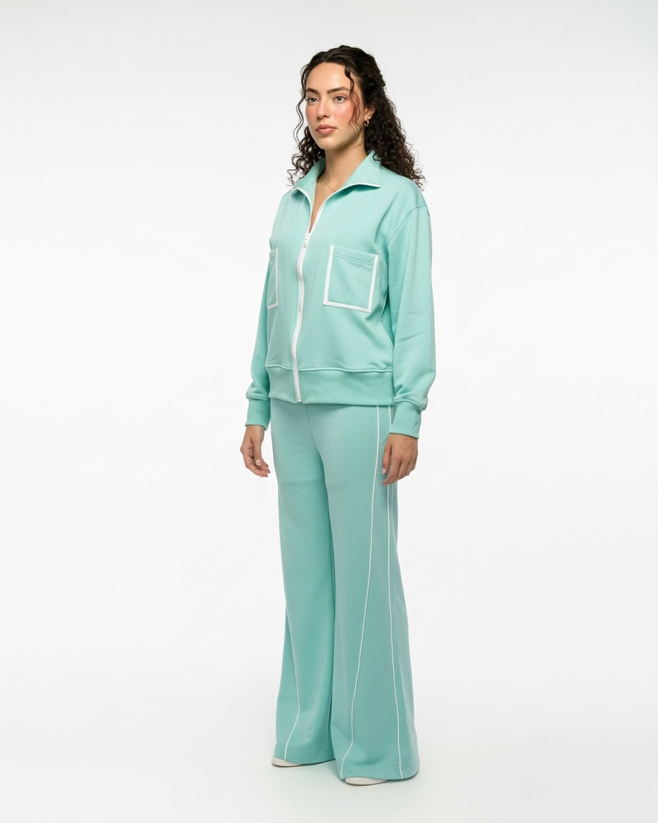 Fleece Tracksuit – Comfy Zip - Aqua