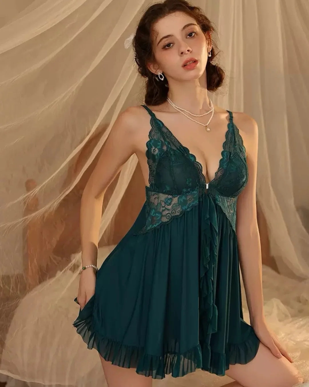 Babydoll Lingerie - Emerald - Green
