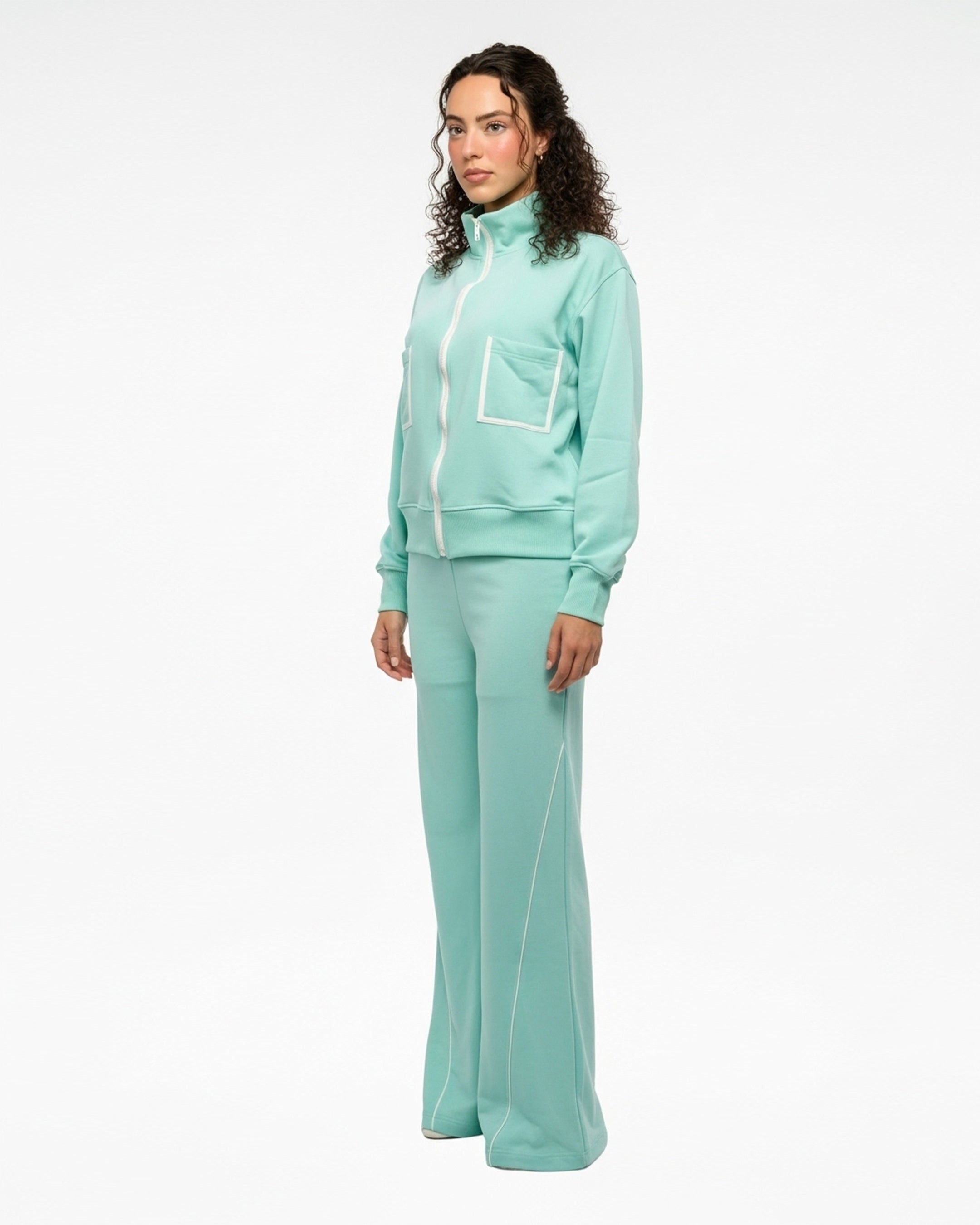 Fleece Tracksuit – Comfy Zip - Aqua
