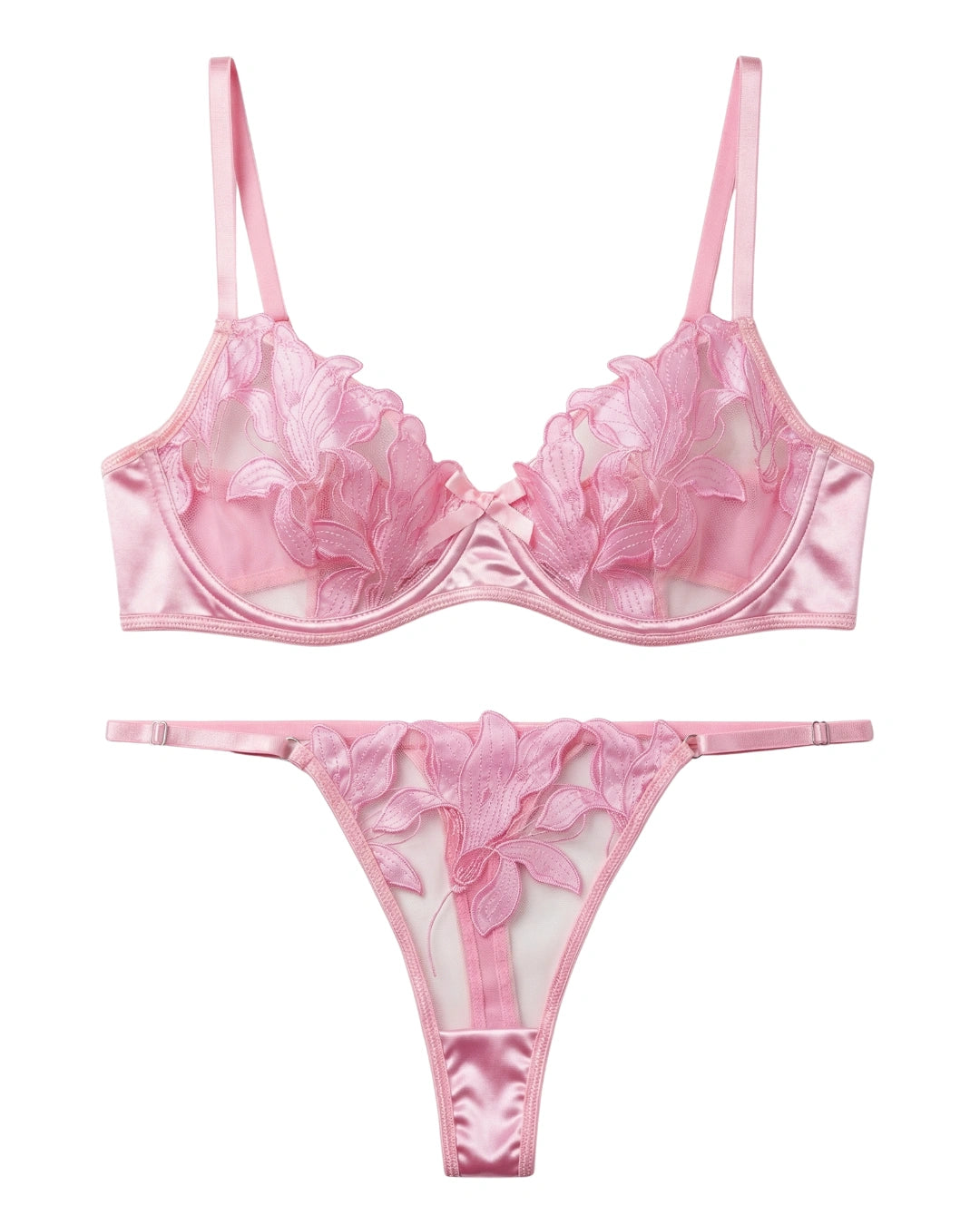 Non Padded Bra Set - Petal Luxe - Pink
