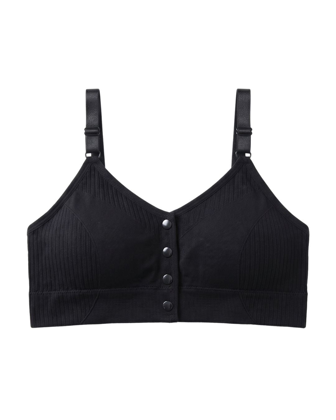 Seamless Front-Button Bra - Viona - Black