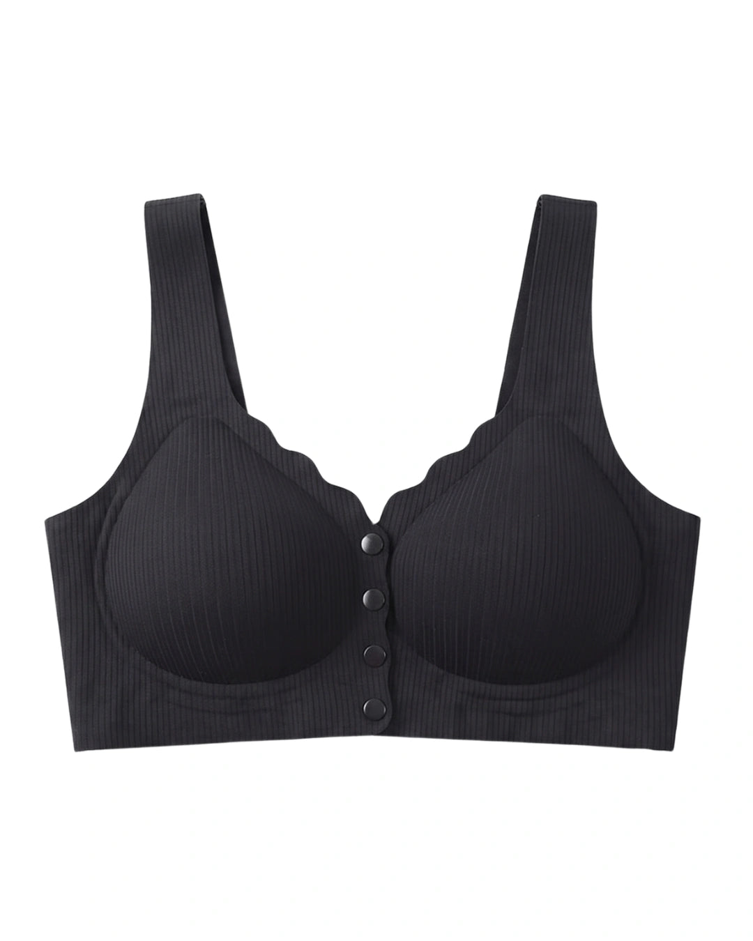 Front-Button Bra - Zova - Black
