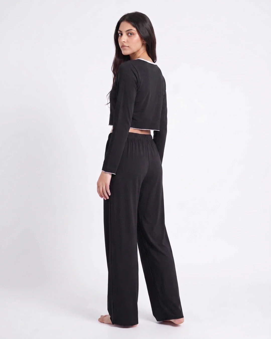 Cotton PJ Set - Velour - Black