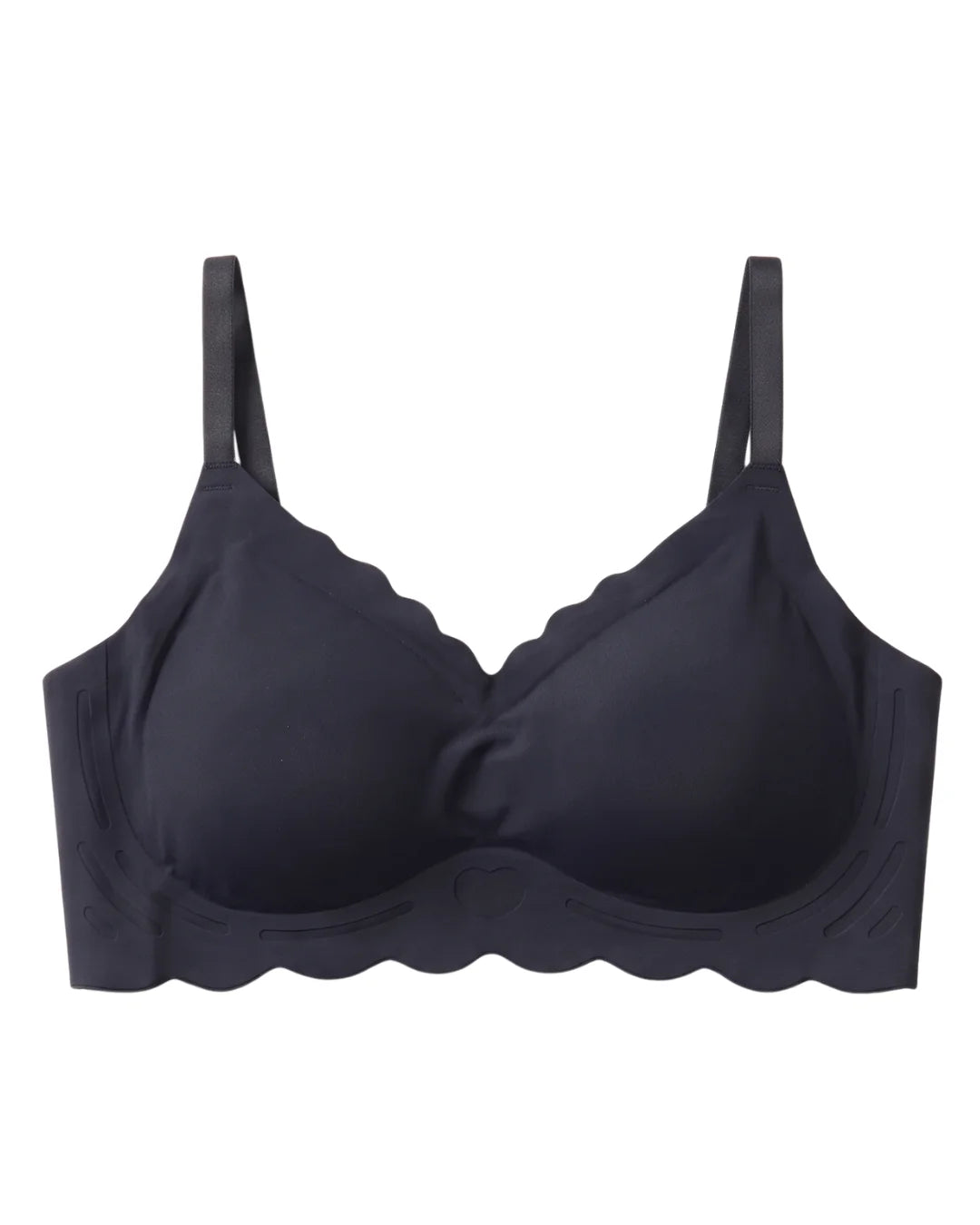 Seamless Padded Bra - Scallop Heart - Black