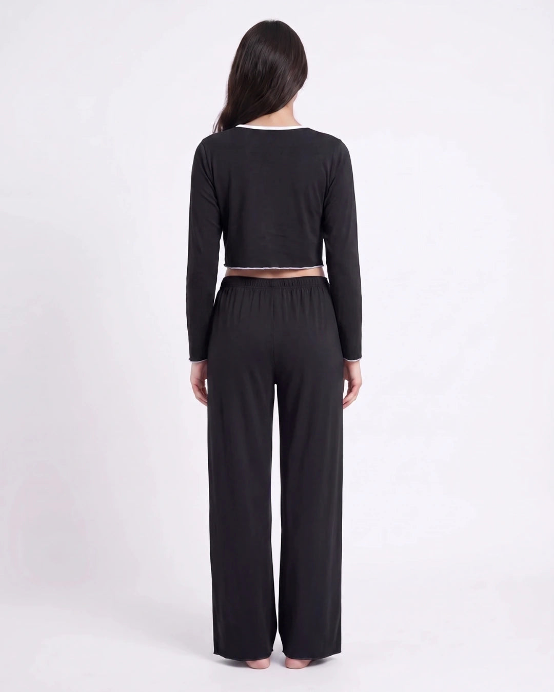 Cotton PJ Set - Velour - Black