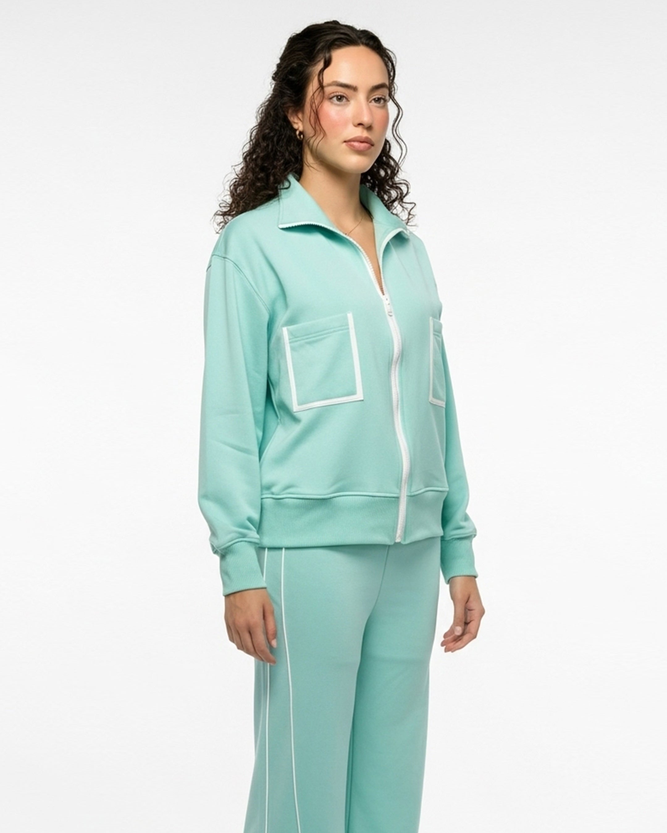 Fleece Tracksuit – Comfy Zip - Aqua