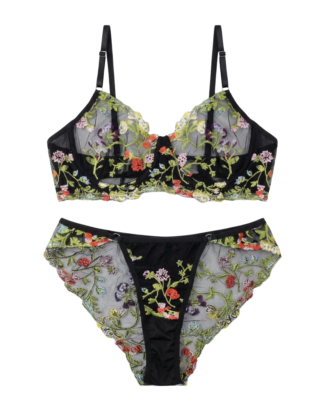 Non Padded Bra Set - Fiora - Black