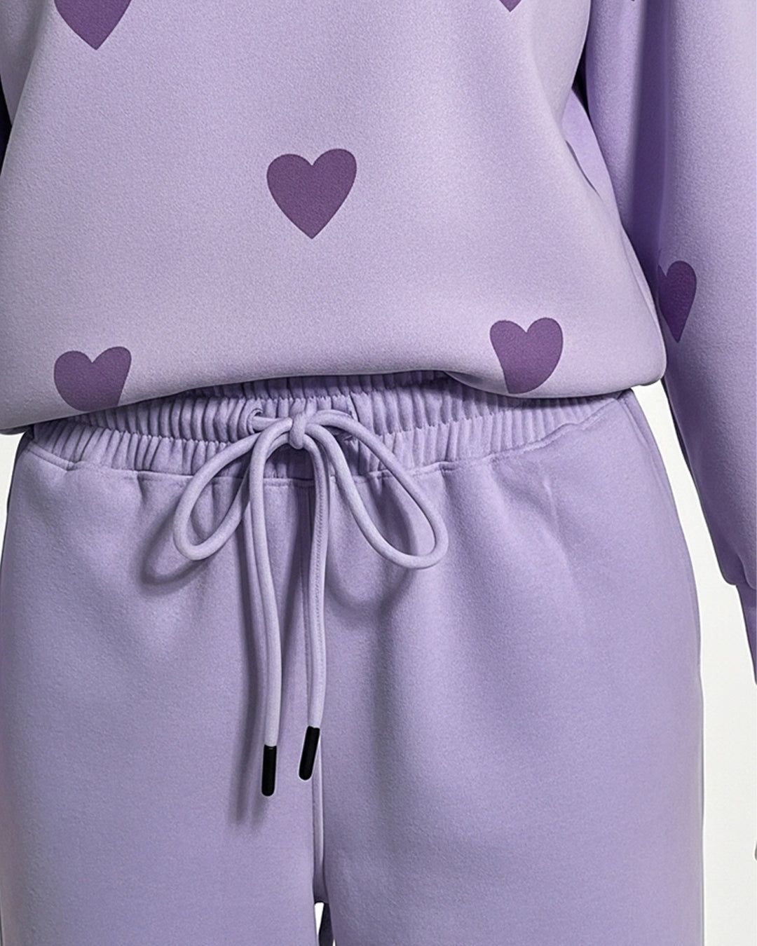 Fleece Pajama Set – Heart Cozy - Purple