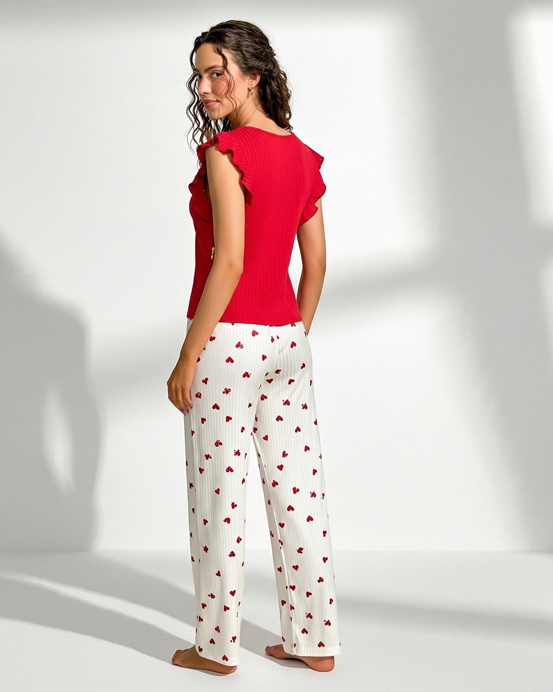 Cotton PJ Set - Heart Ease - Red