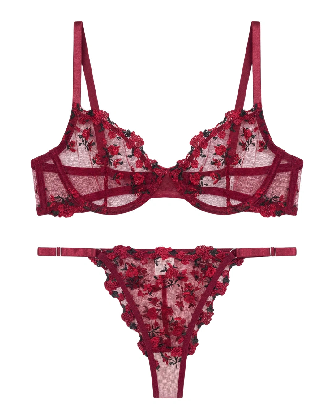 Non Padded Bra Set - Crimson Noir - Maroon