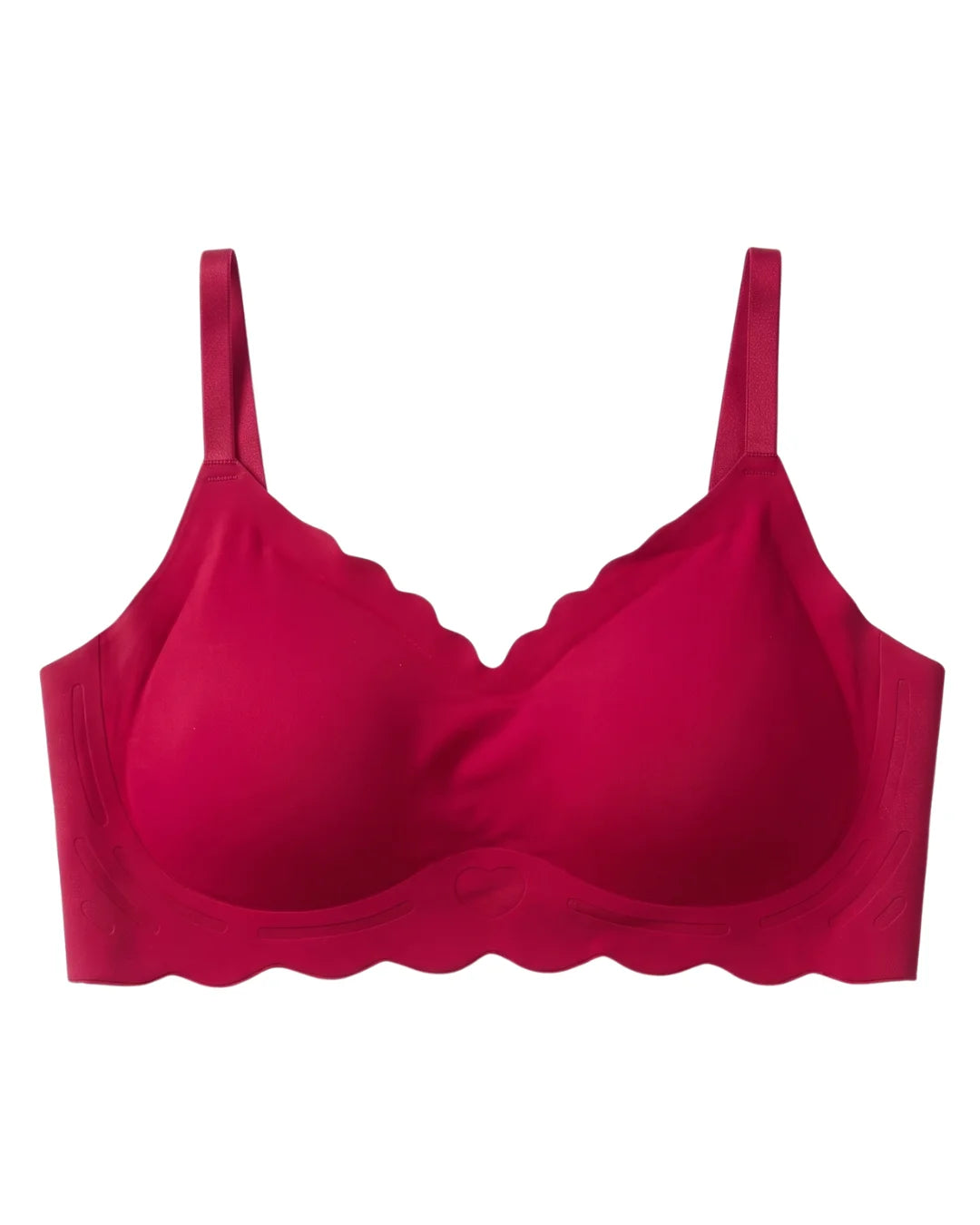 Seamless Padded Bra - Scallop Heart - Maroon