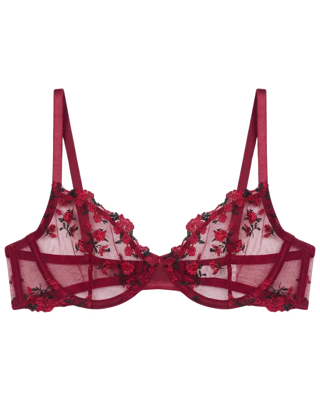 Non Padded Bra Set - Crimson Noir - Maroon