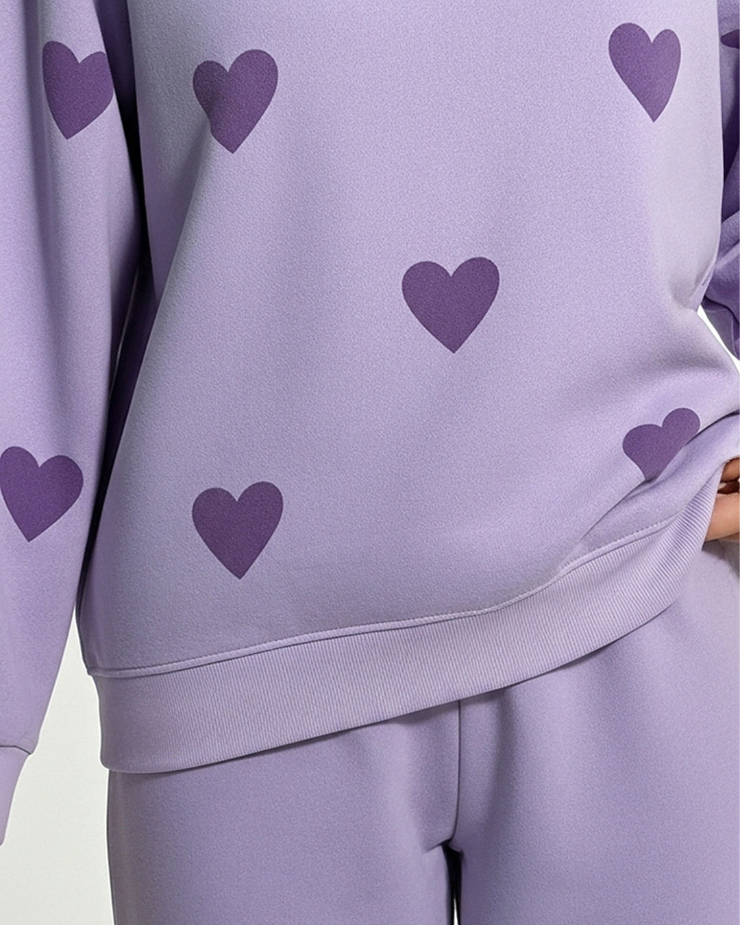 Fleece Pajama Set – Heart Cozy - Purple