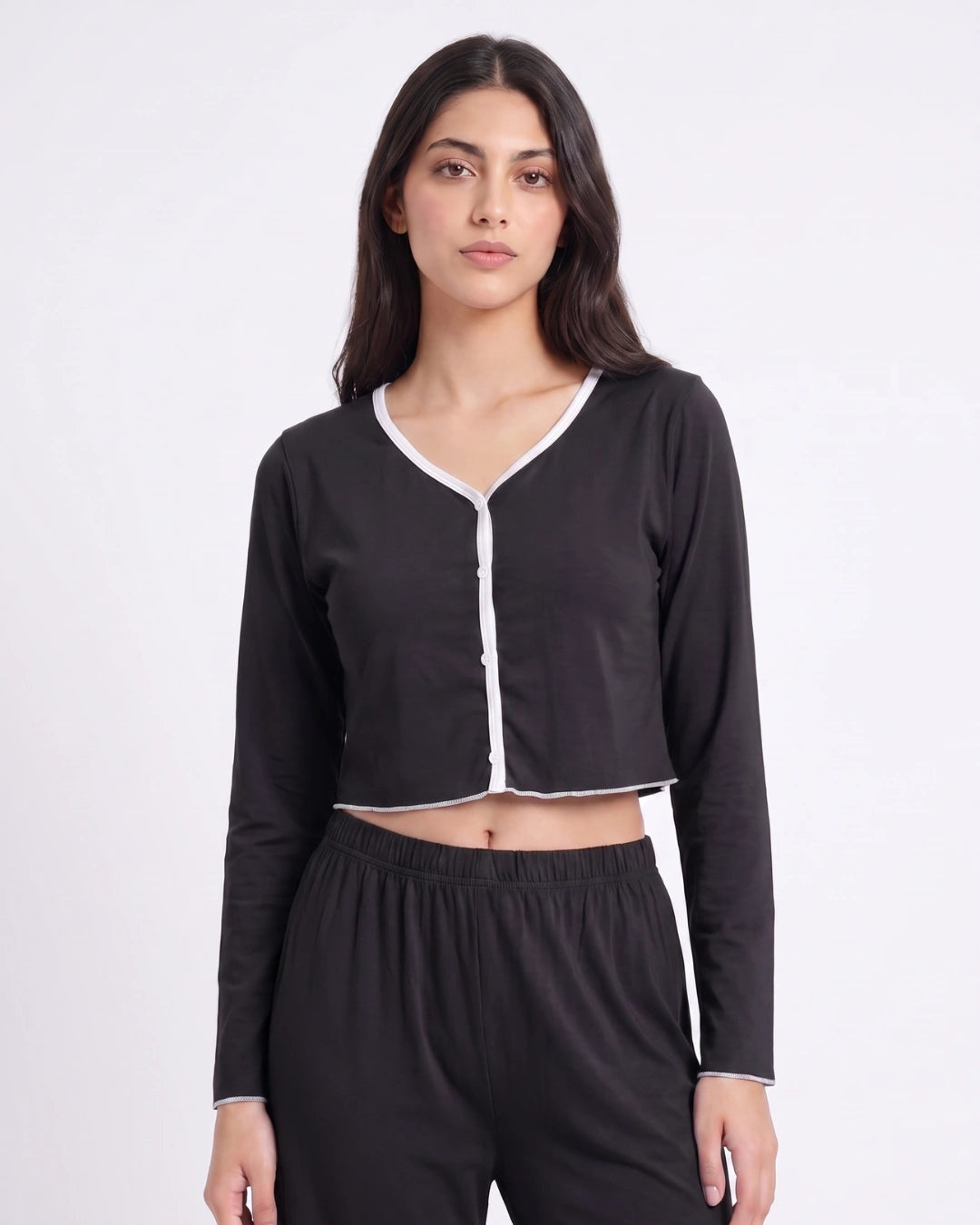 Cotton PJ Set - Velour - Black