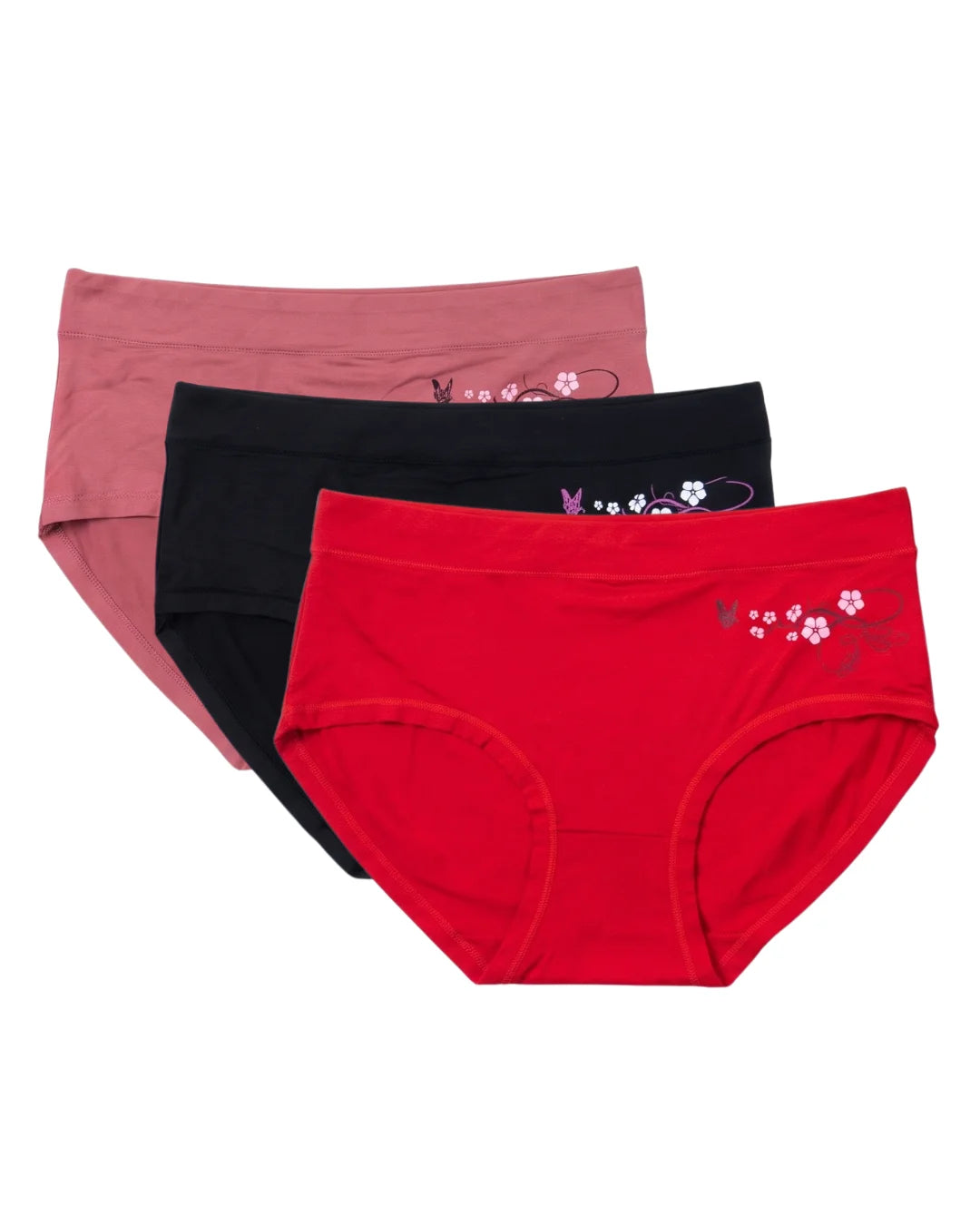 Pack Of 3 - Brief Panties - Comfy Petals