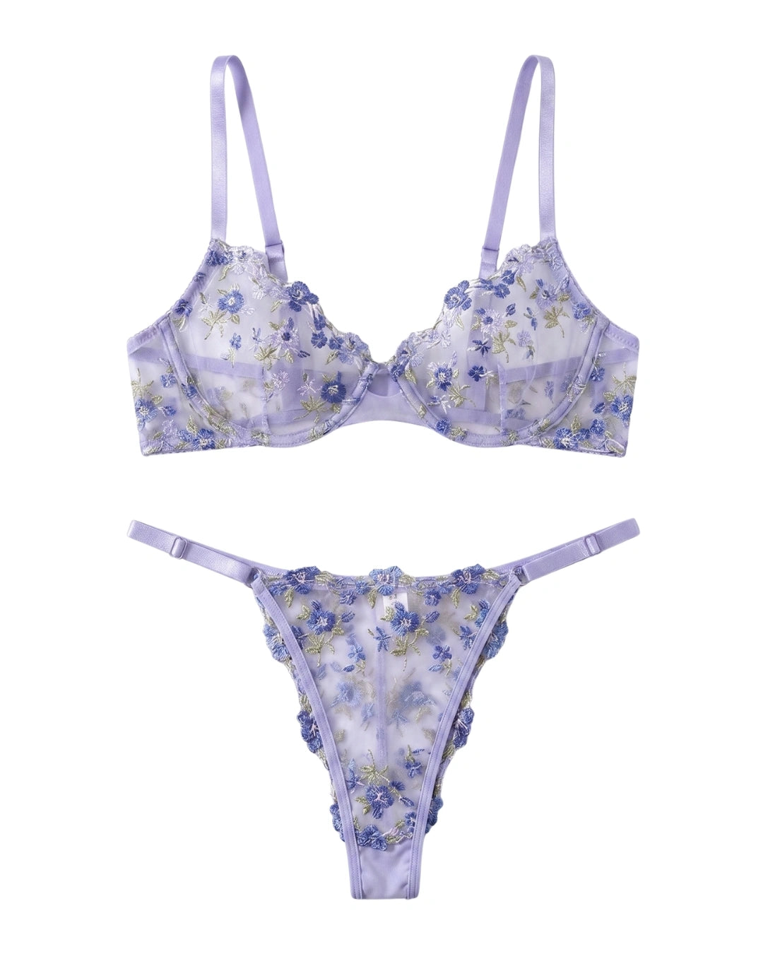 Fairy Floral Embroidery Bra and Panty set