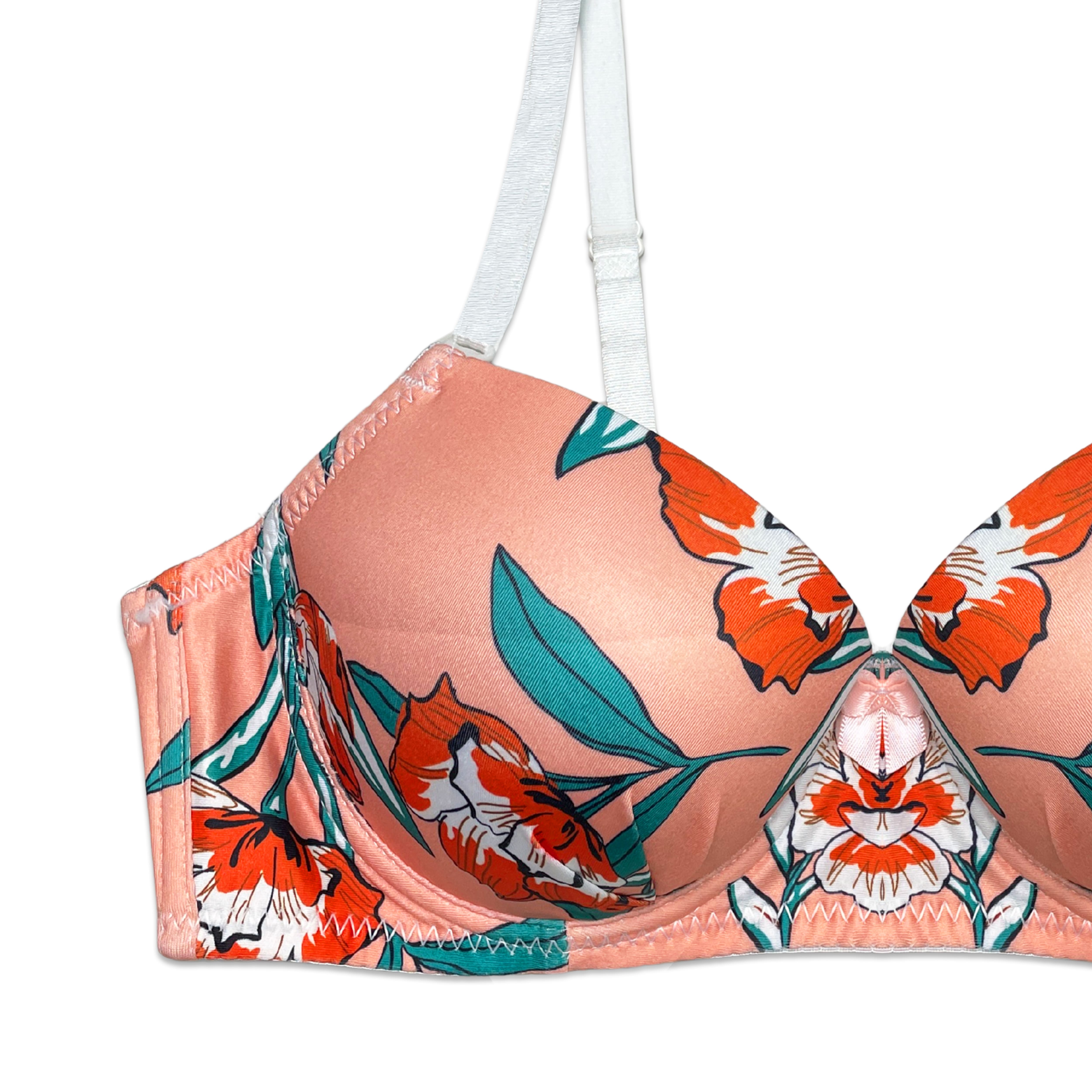 Cheek Floral Print Padded Bra and Panty Set