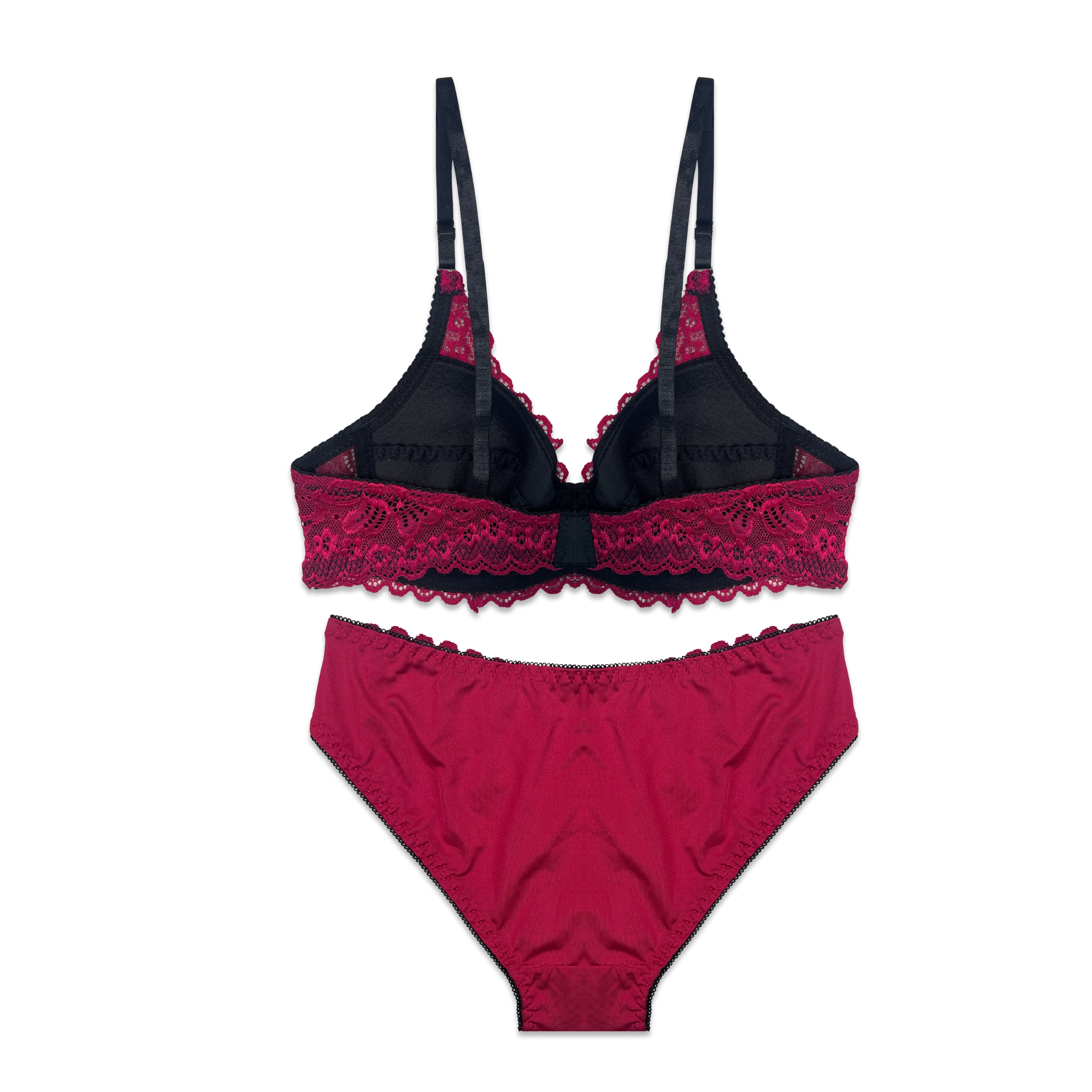 Libby Red Embroidered Non Padded Bra and Panty Set