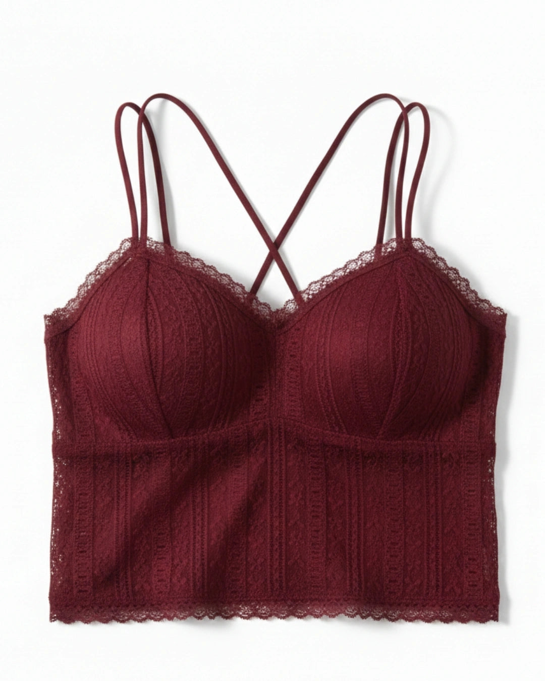 Padded Bralette - Mesh Stride - Maroon