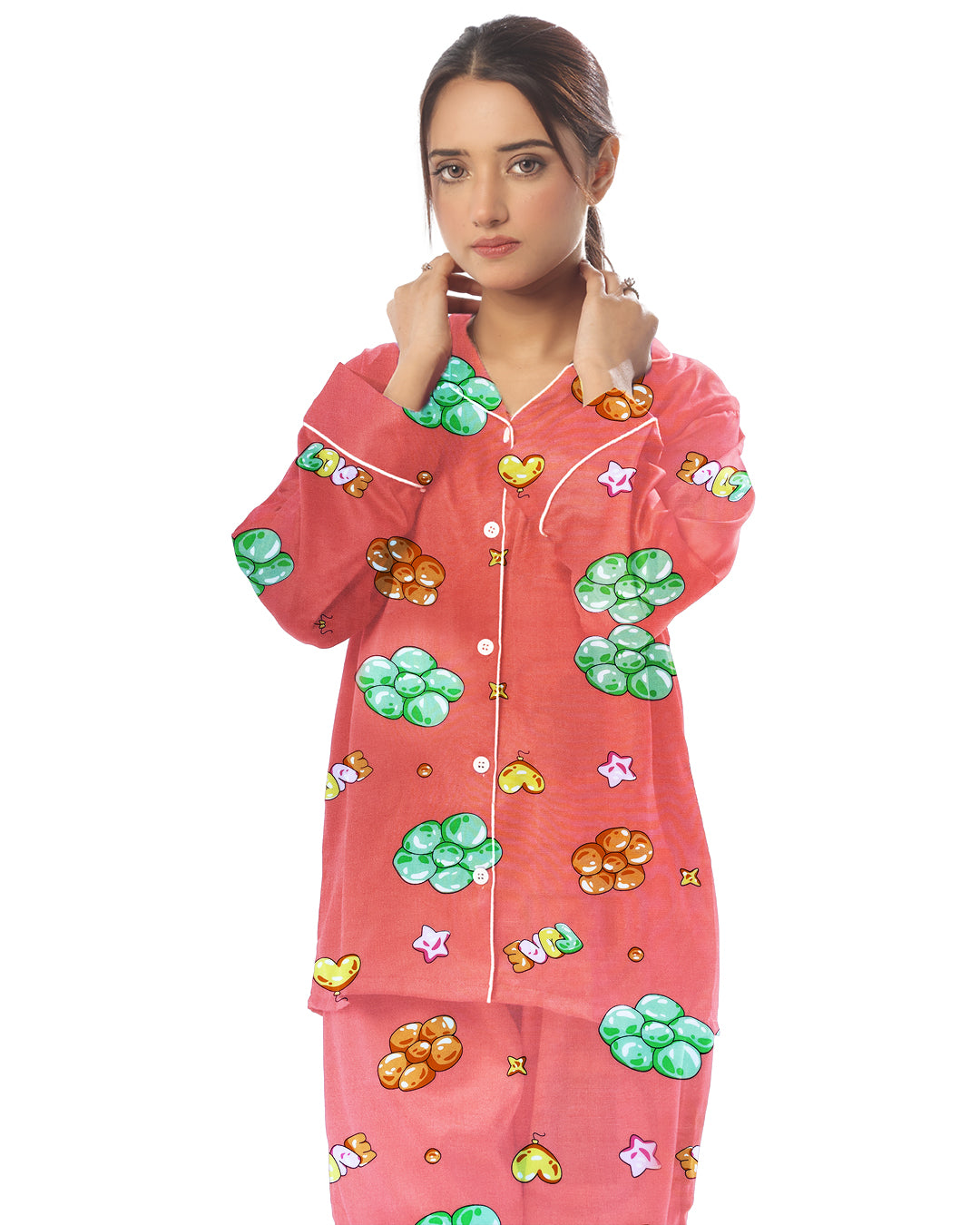 Sajiero Linen Pajama Suit - Peach Bliss