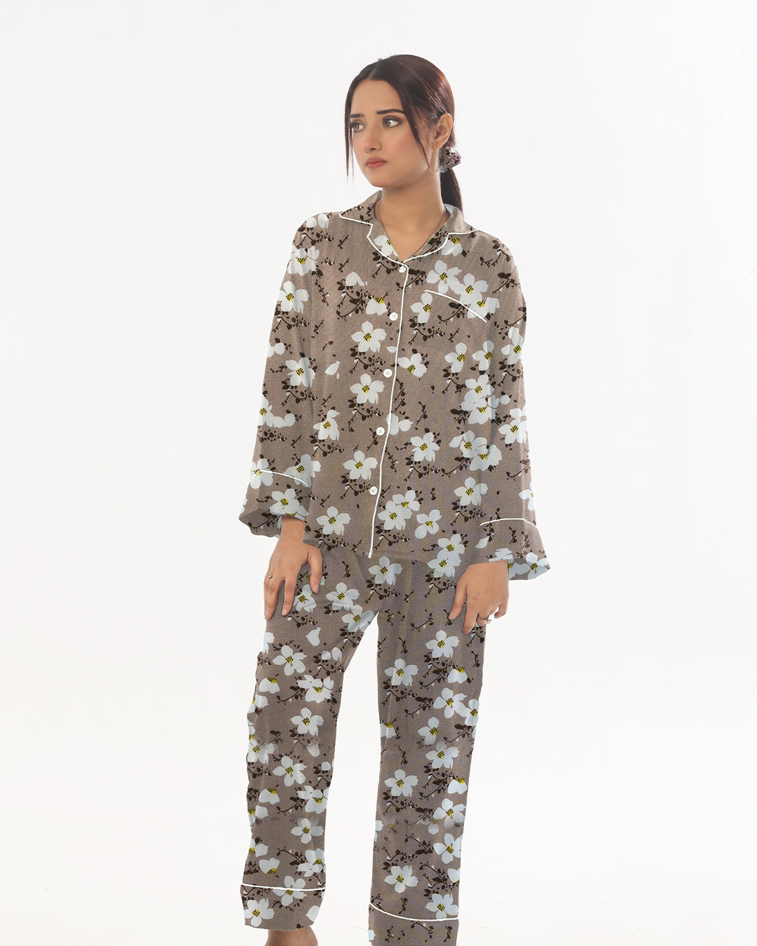 Sajiero Linen Pajama Suit - Dewy Floral