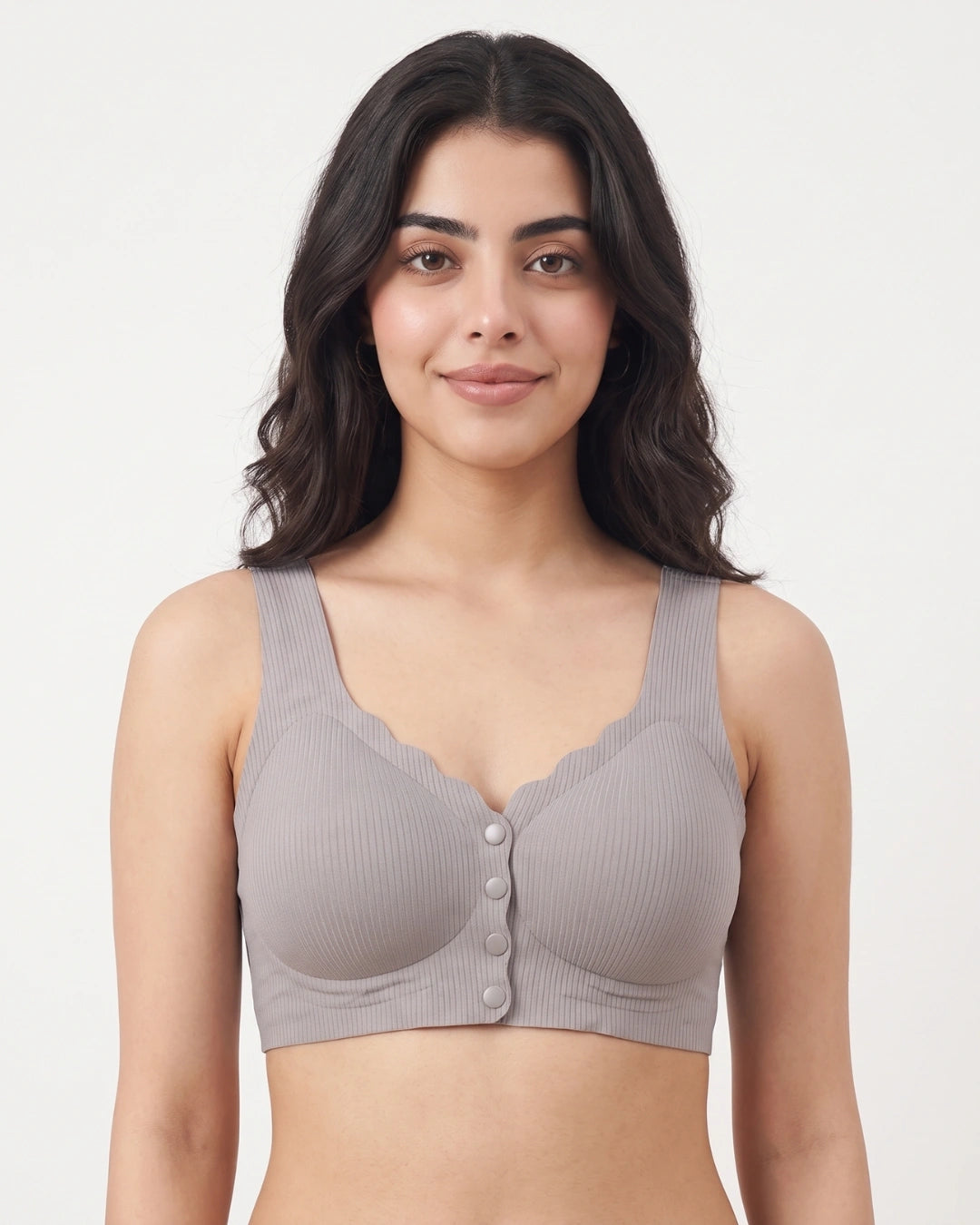 Front-Button Bra - Zova - Brown