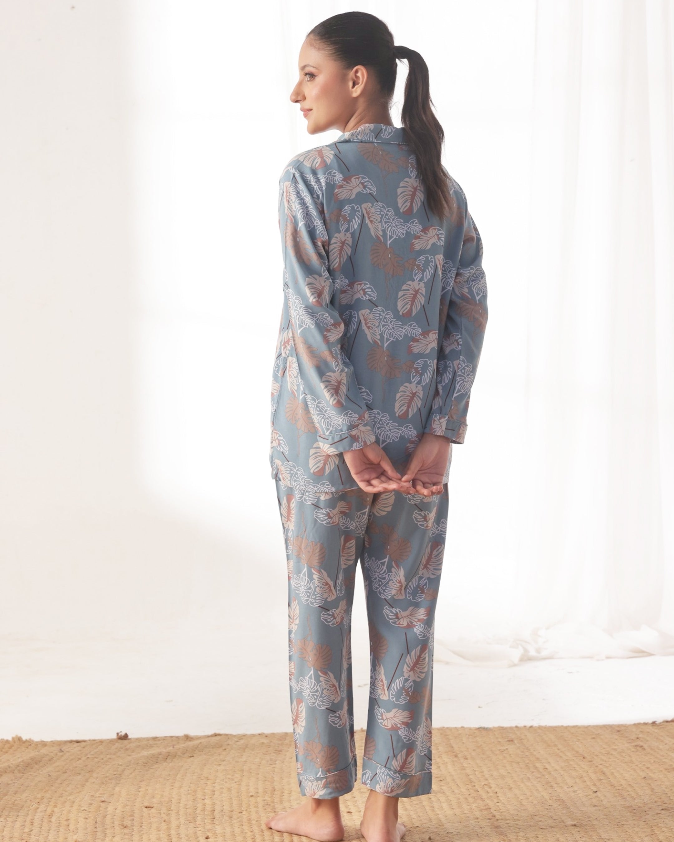 Linen Pajama Suit - Island