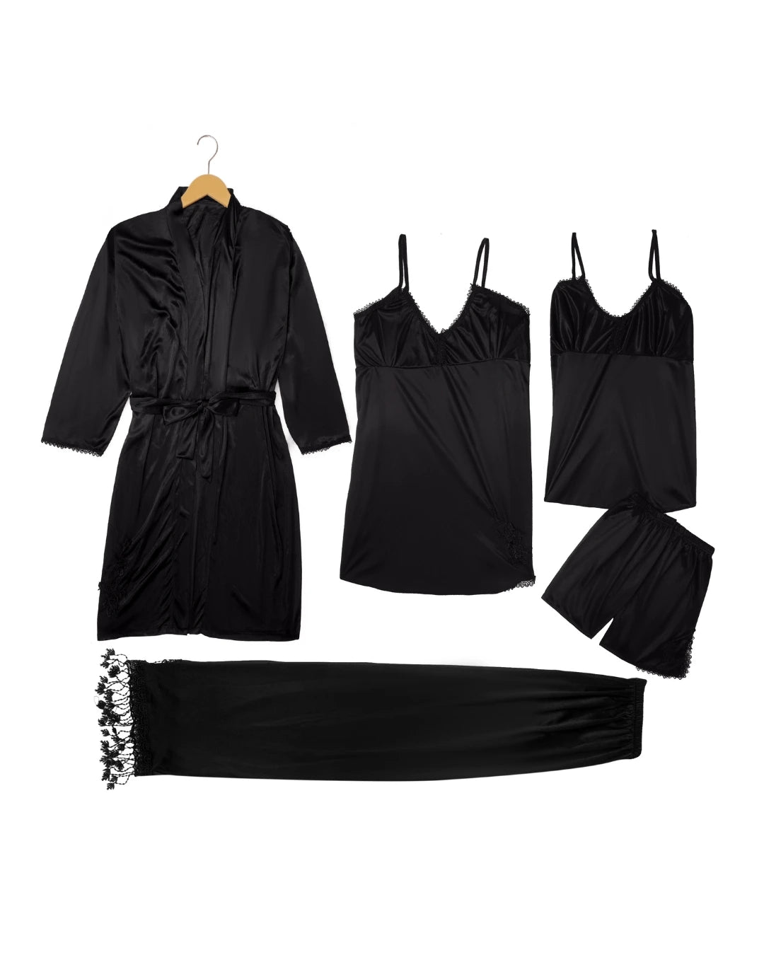 Royal Bridal Silk 5pcs Nightgown set