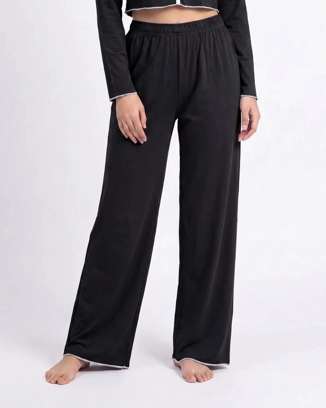 Cotton PJ Set - Velour - Black