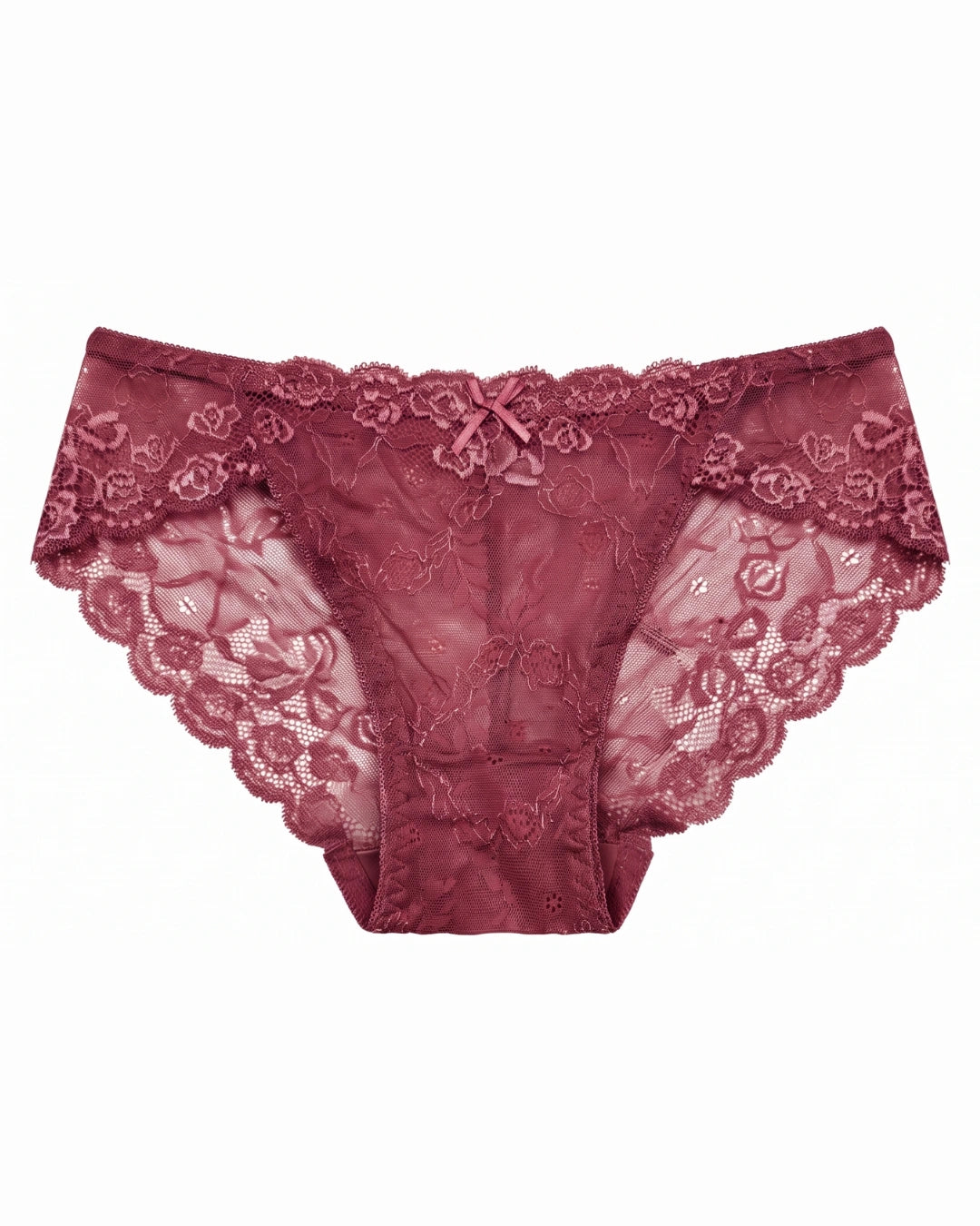 Brief Panty - Floral Lace - Maroon