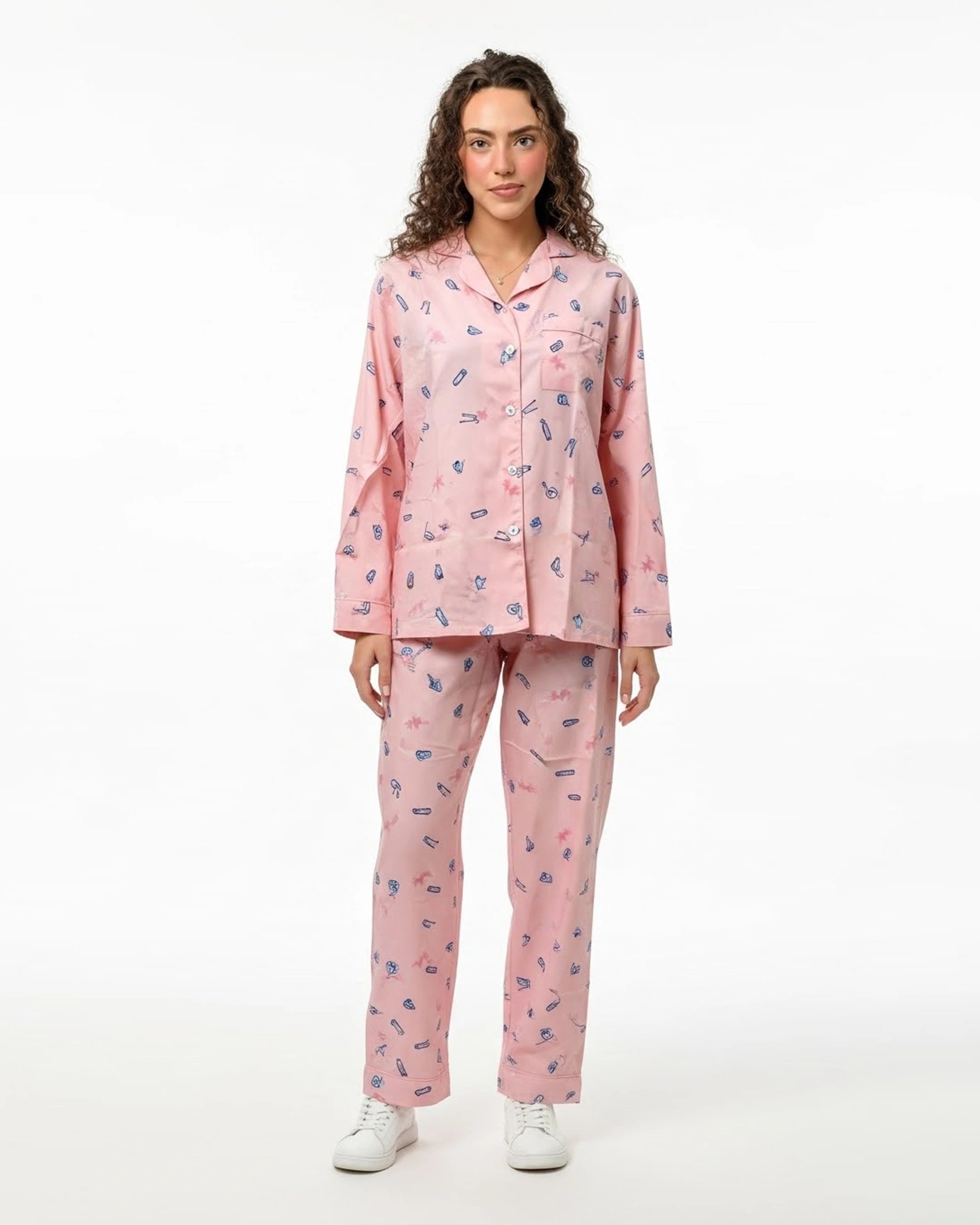 Linen Pajama Suit - Blush Charm