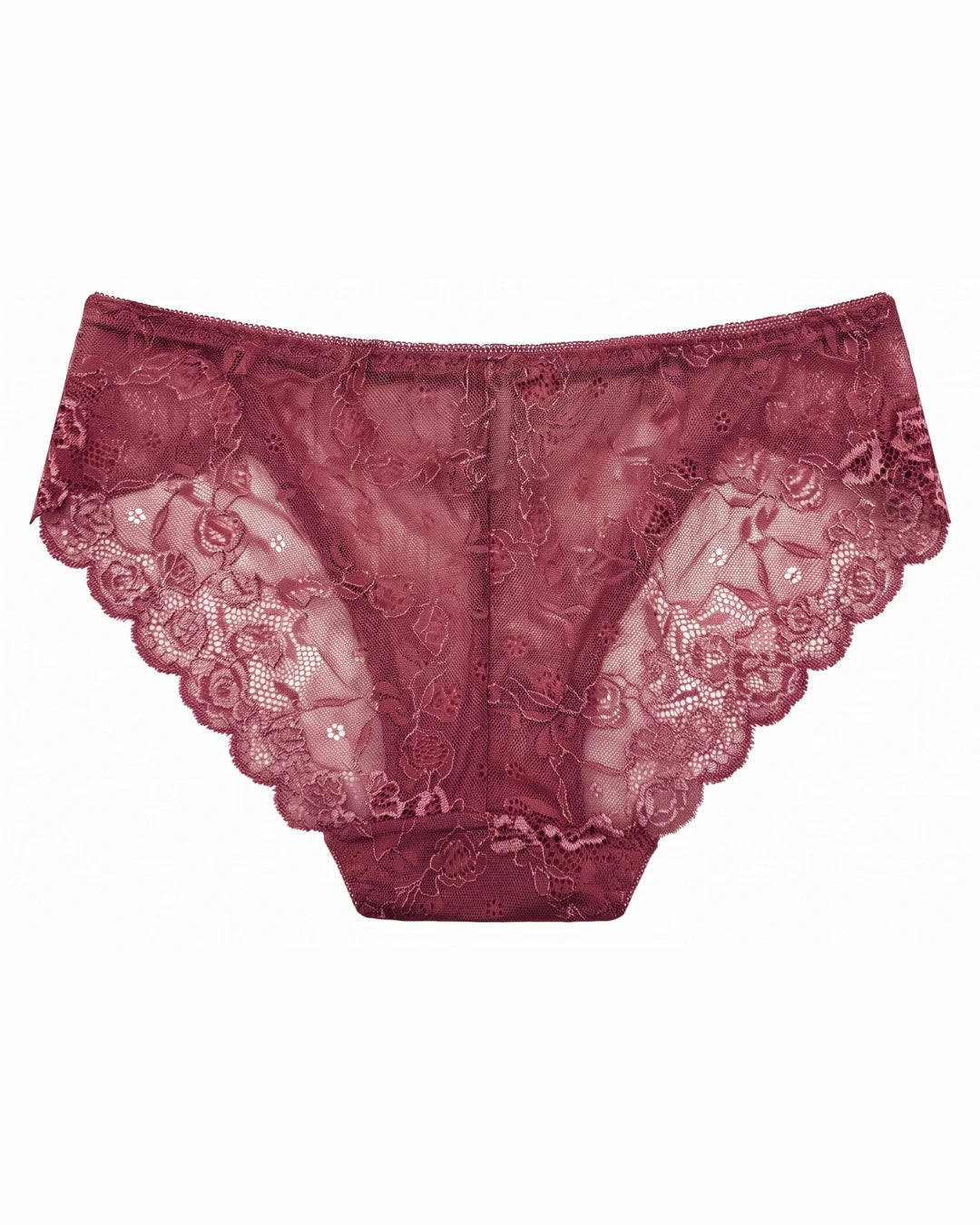 Brief Panty - Floral Lace - Maroon