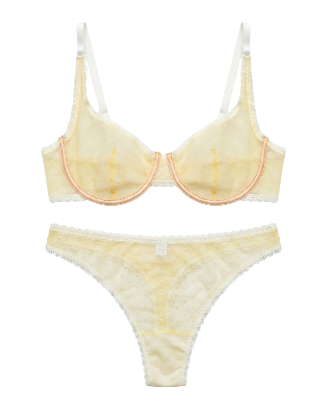 Non Padded Underwired Bra Set - Dot Mesh