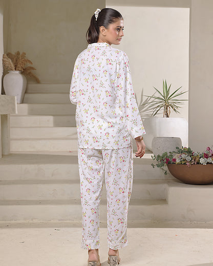 Sajiero Linen Pajama Suit with Scrunchie - Bloom Wear